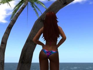 venise en bikini au bord de plage